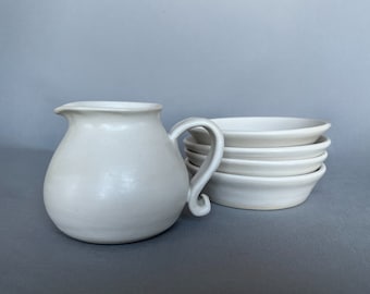 French White Oil Decanter and Dipping Plates