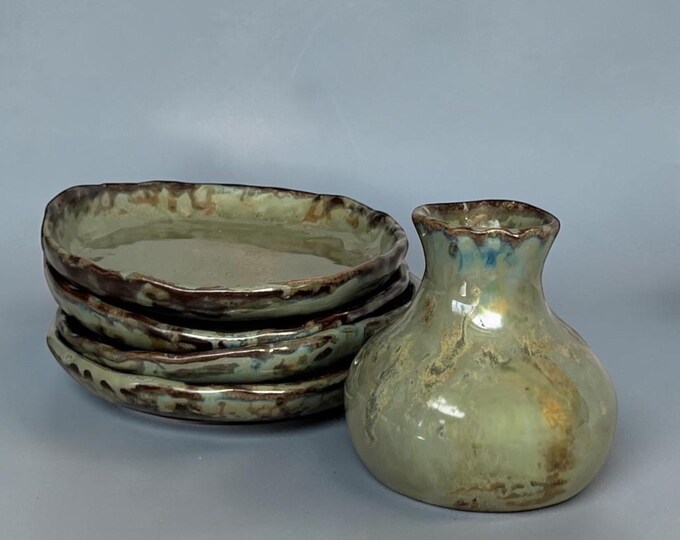 Cortona Oil Decanter and Dipping Plates