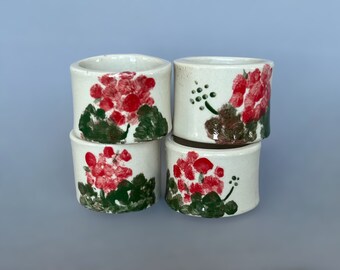 Geranium Napkin Rings - set of 4