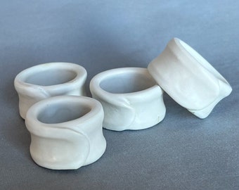 French White Napkin Rings - Set of 4