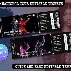 SZA Kendrick Lamar Konzertkarte Grand National Tour, Sofortiger Download Ticket Stub-Vorlage, druckbares Andenken, Geschenkenthüllung, bearbeitbare Canva