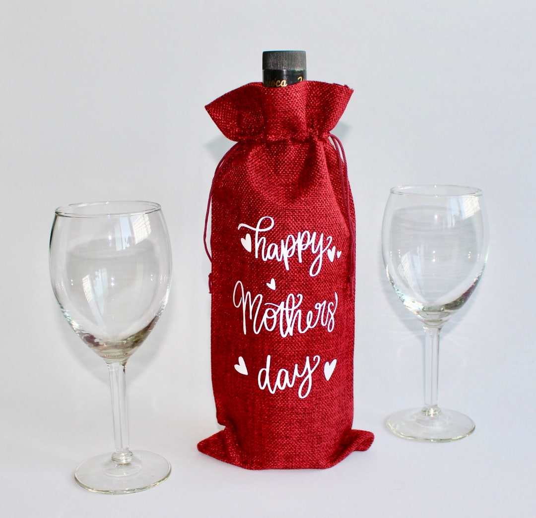 Happy Mother's Day Wine Bag Personalized Burlap Wine Bags Rehearsal