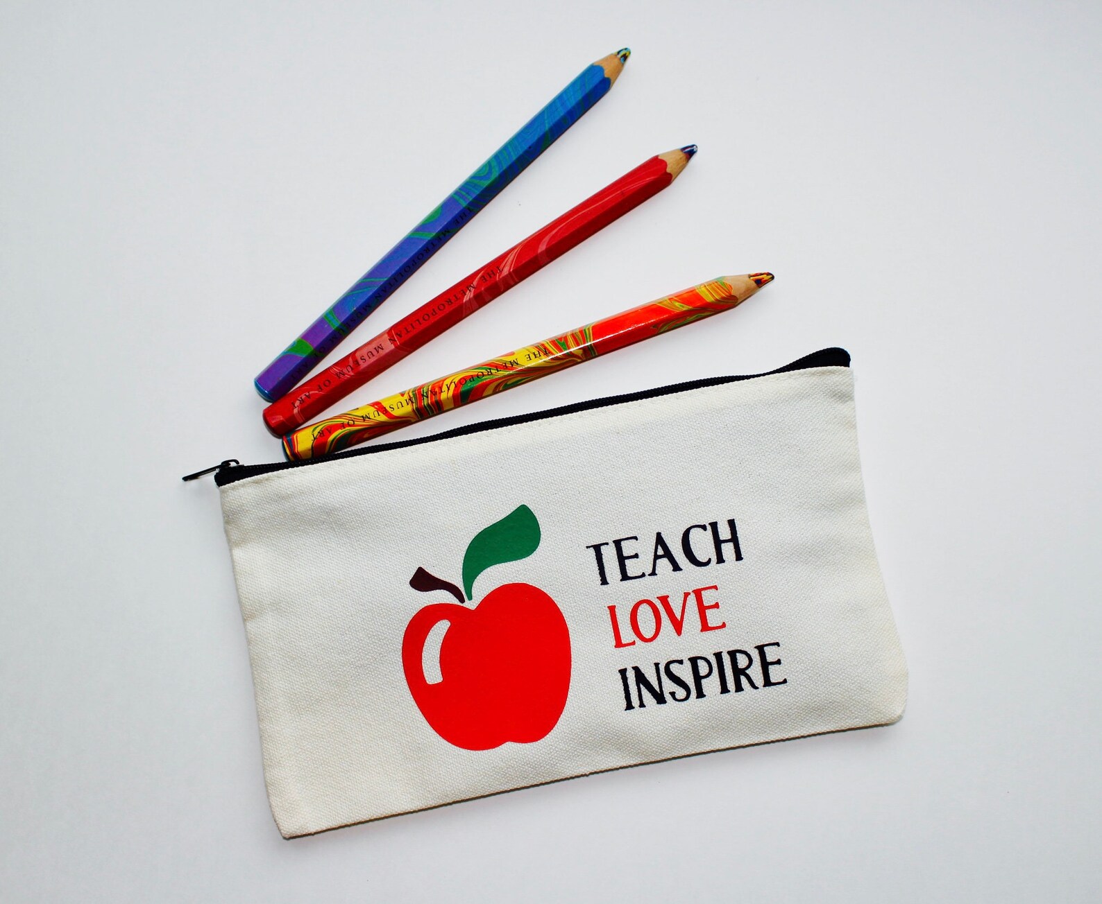 Teach Love Inspire Pencil Case Custom Teacher Gift Canvas - Etsy