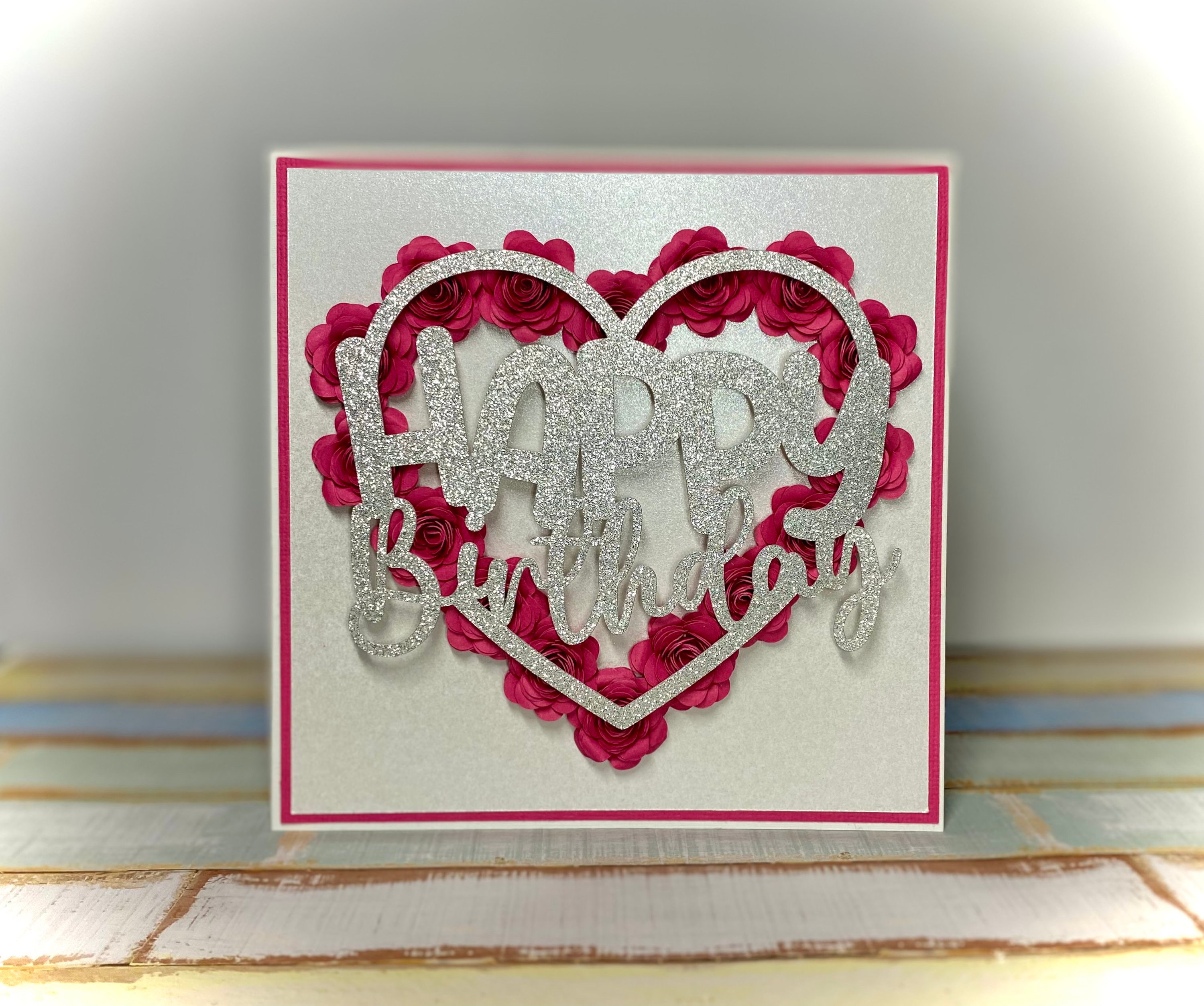 Beautiful Handmade Flower Heart Card, Luxury Special Occasion Card ...