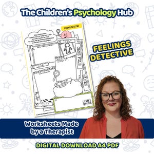 Feelings Detective Worksheet, CBT Tool, Interoception, Sensory, Kids Mental Health, Therapy, Psychology.