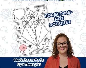 Child Bereavement: Forget-Me-Not Bouquet, Memory Craft Worksheet, Grief, Therapy, Kids Mental Health