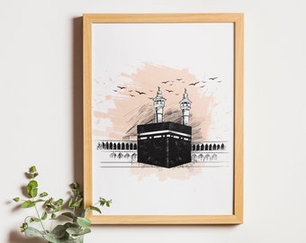 Kaaba Art, Mecca Wall Art, Digital Download, Islamic Wall Art, Arabic Art, Kaaba Poster, City Wall Art, Muslim Art, Islam Wall Art, Hajj