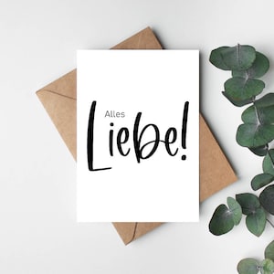 Karte zum Geburtstag "Alles Liebe"  - A6 Geburtstagskarte Geschenk Birthday schwarz weiß modern minimalistisch