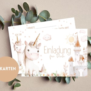 Einladung Einhorn Einladungskarten Kindergeburtstag 6er Set Unicorn Regenbogen Einhornparty Boho Pastell Party Geburtstag invitation