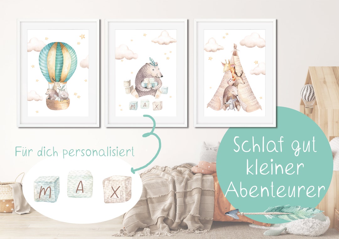 Poster max Set of 3 Indian Balloon Tipi DIN A4 A3 PDF Children's Poster ...