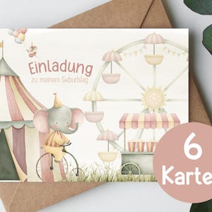 Einladungskarten 6er Set Zirkus Zirkusparty Party Geburtstag DIN A6 Einladung invitation Kindergeburtstag Junge Mädchen zirkusgeburtstag