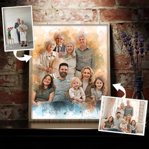 Add Person to Photo, Custom Memorial Watercolor Family Portrait, Picture with Deceased Loved One, Personalized Anniversary Painting Gift