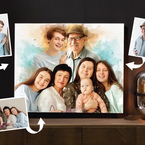 Personalized Watercolor Memorial Painting, Add Deceased Loved One to Photo, Digital Portrait on Canvas, Home Wall Art, Custom Sympathy Gift