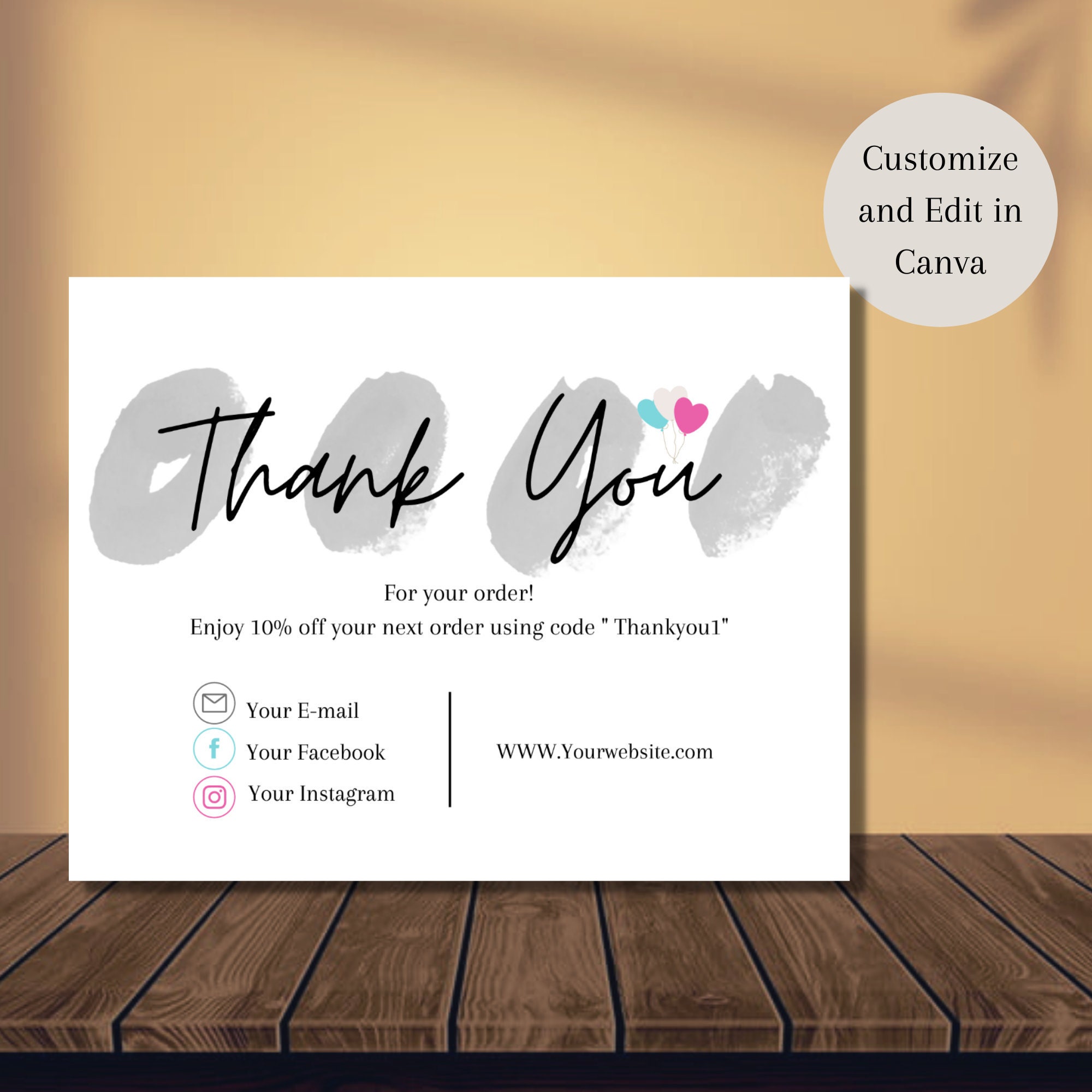 Thank You Business Card Canva template customize business Etsy