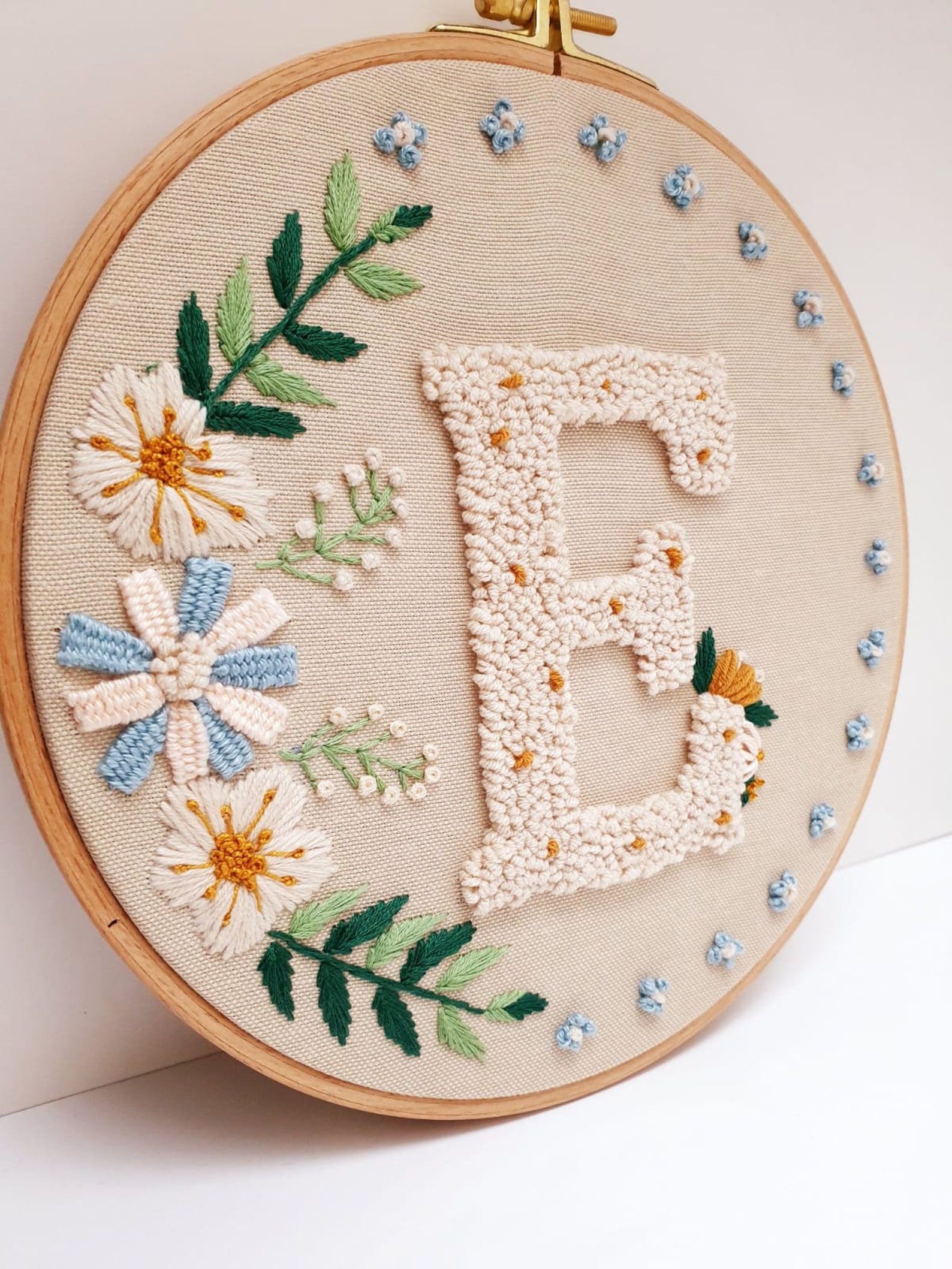 Punch Needle Letter Embroidered Hoop Baby and Kids Room Etsy