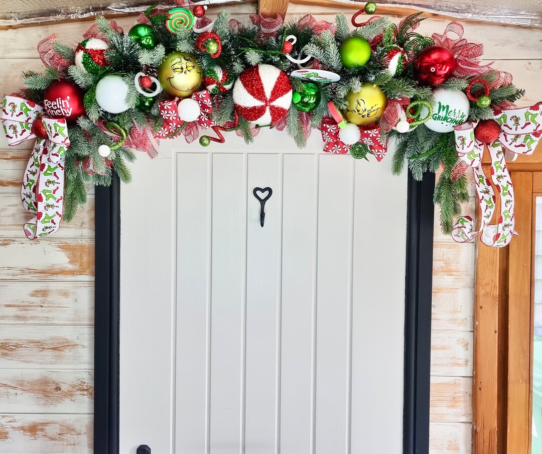 Christmas Luxury Extra Full Door Topper Garland Green Monster Candy