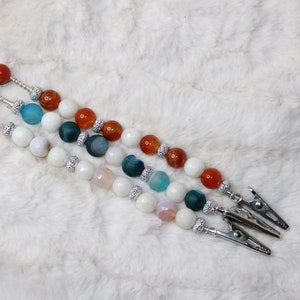 ATM Card Clip | Bracelet Helper | Credit Card Clip | Card Holder Wand, beaded clip, quartz, agate, stone, crystal, beads, wand, helper tool