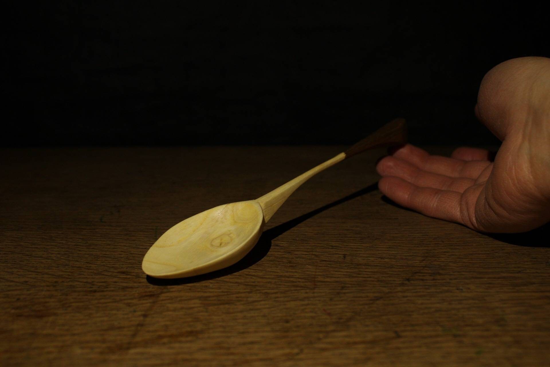 Cuillère en Bois, Cuillère Sculptée à La Main, Ustensile de Cuisine Bois