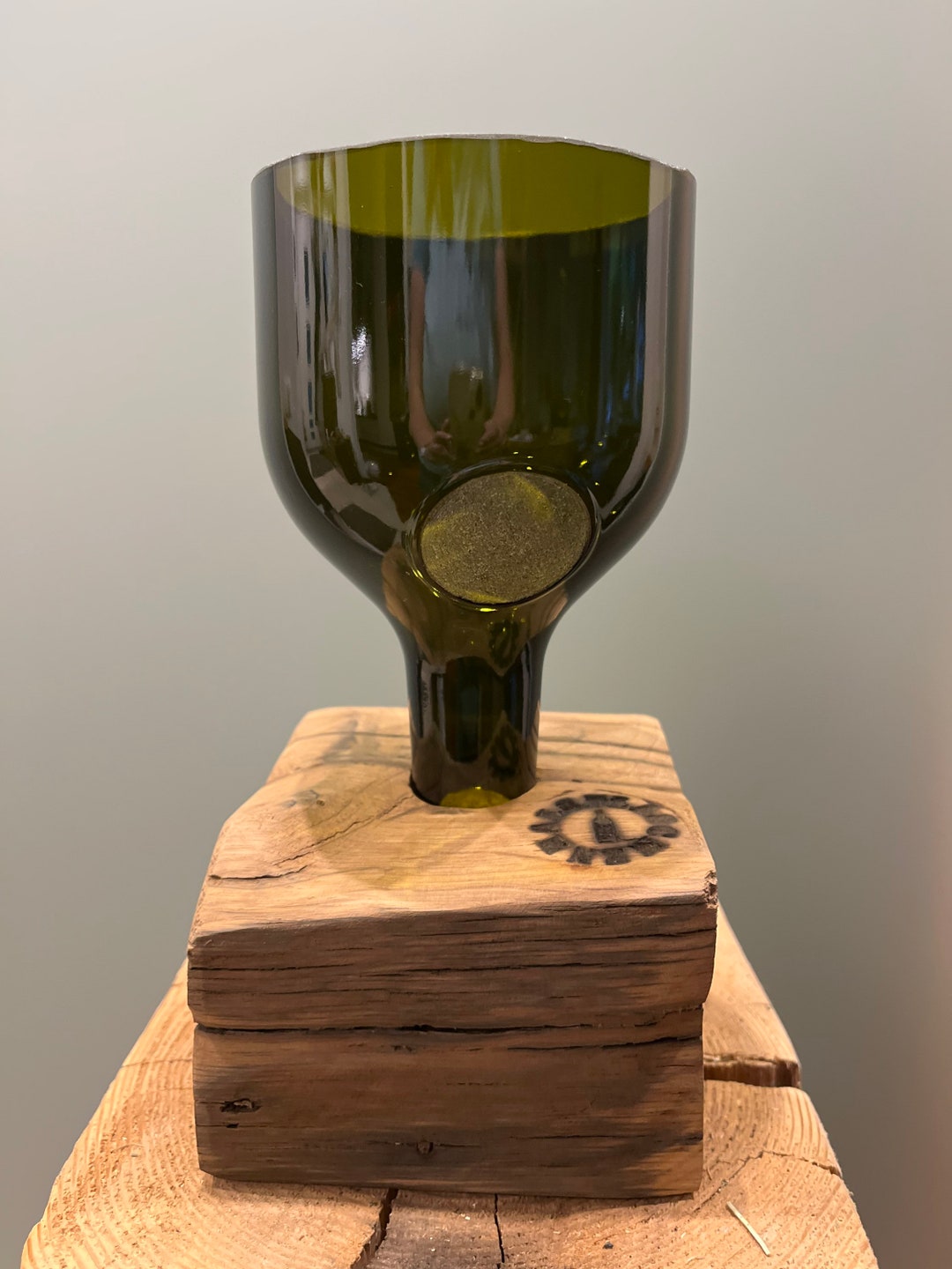 Recycling Vase Made From a Bottle/wooden Base/lovingly Etsy