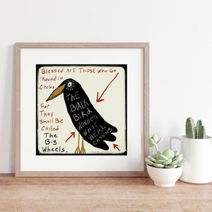 Primitive art print, crow art print , primitive art, farmhouse art, folk art print, crow painting, folk art decor , farmhouse decor, crow