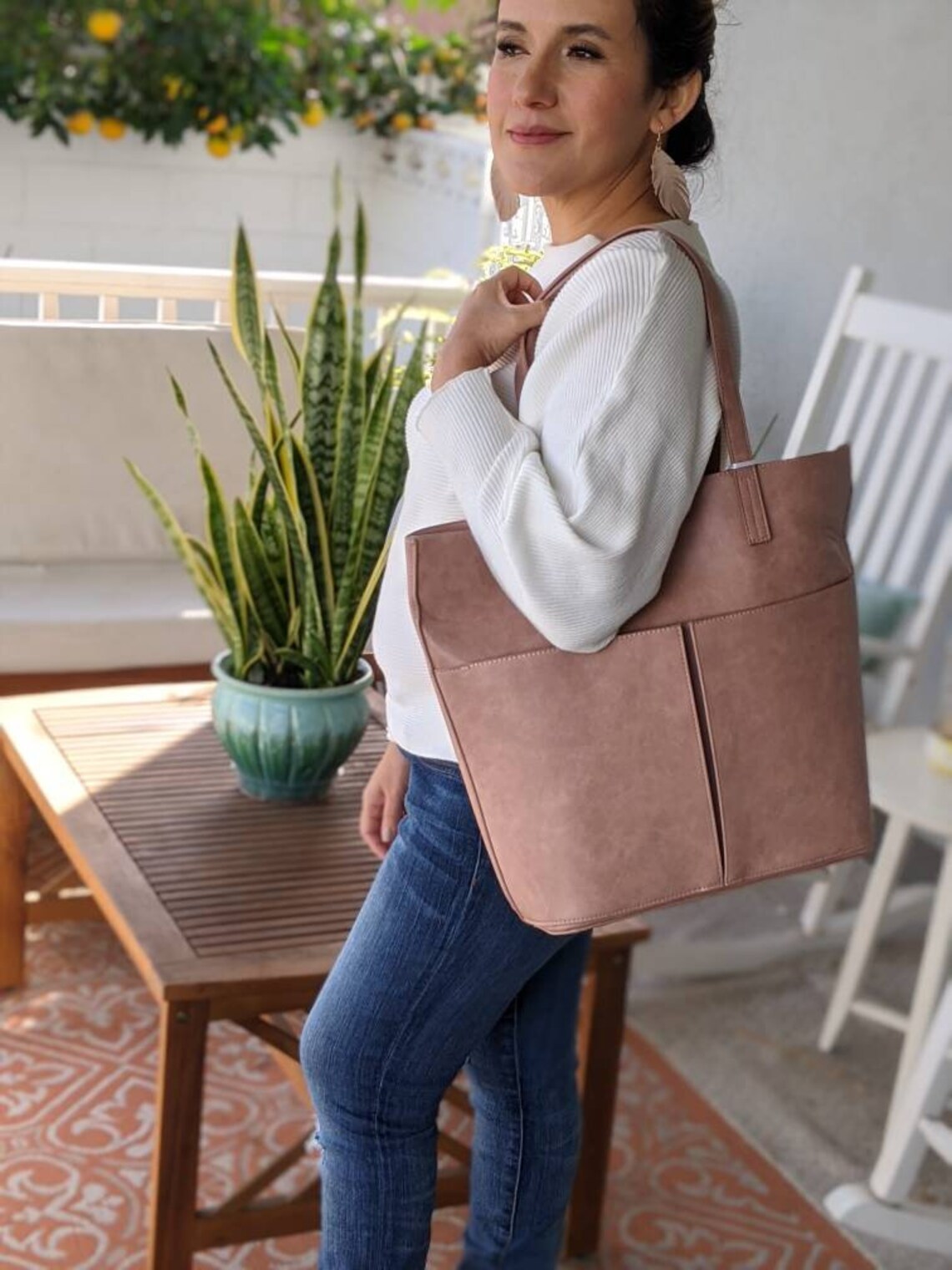 Peta Approved Vegan Leather Laptop Tote With Canvas Crossbody Etsy
