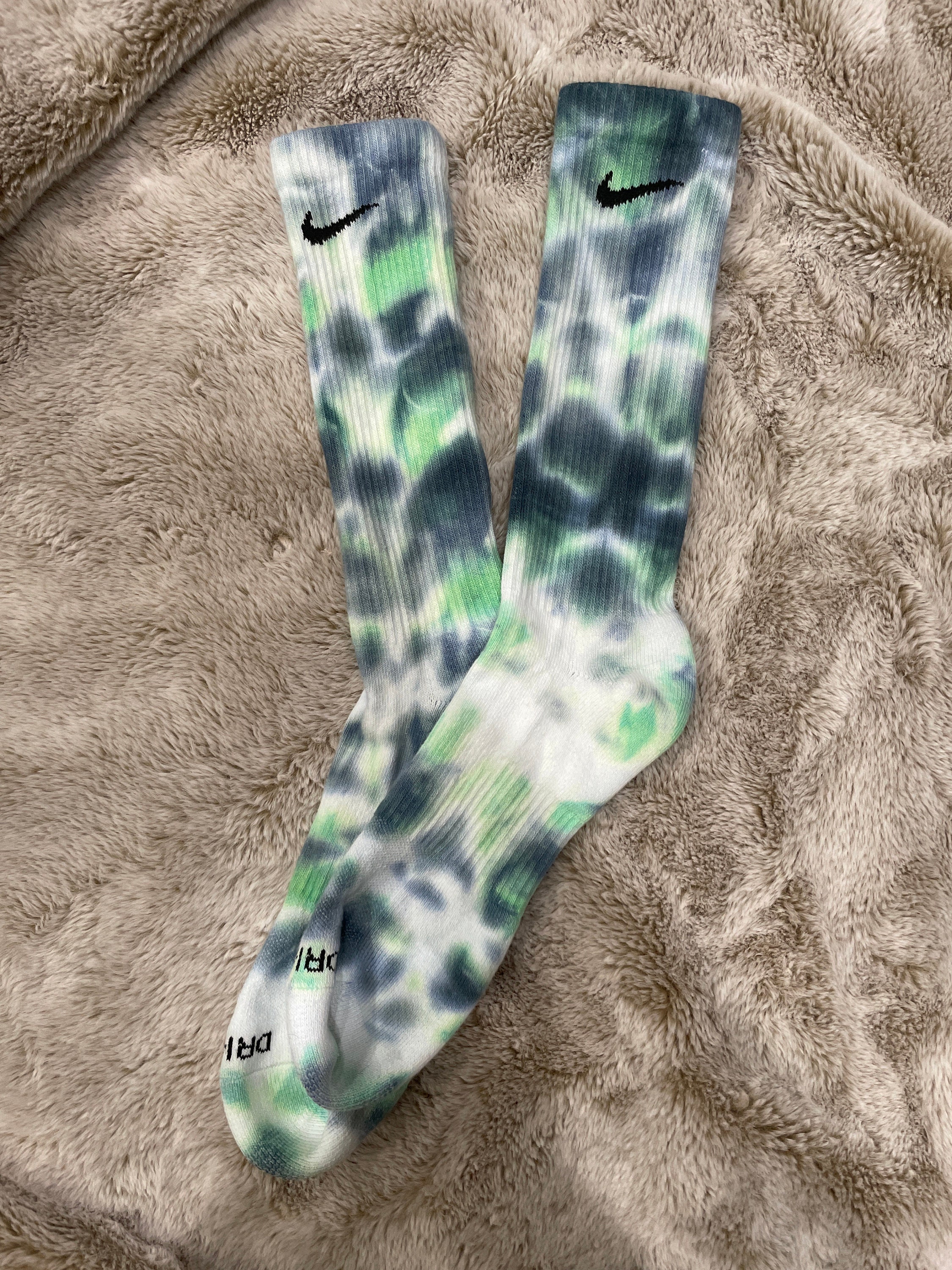 Black and Green Tie Dye Nike Crew Socks Etsy