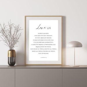 Love is Patient. Love is Kind. It Does Not Envy or Boast| 1 Corinthians 13:4| Bible Verse Word Art| Christian Wall Print| Printable Design|