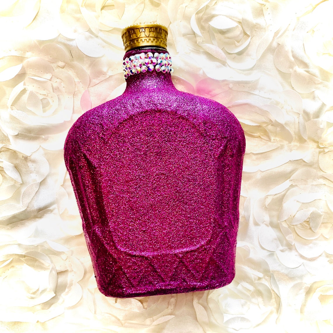 Glitzy Glittered Crown Royal Glass Bottle. Gift for Her Etsy