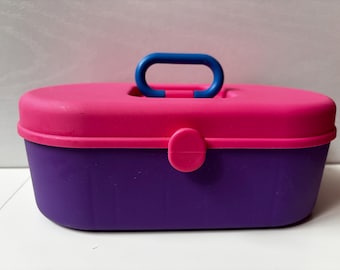 Vintage Caboodles Style Makeup Case Pink Purple Organizer 90s Cosmetic Storage Box Travel Beauty Case Y2K Organizer Retro Storage