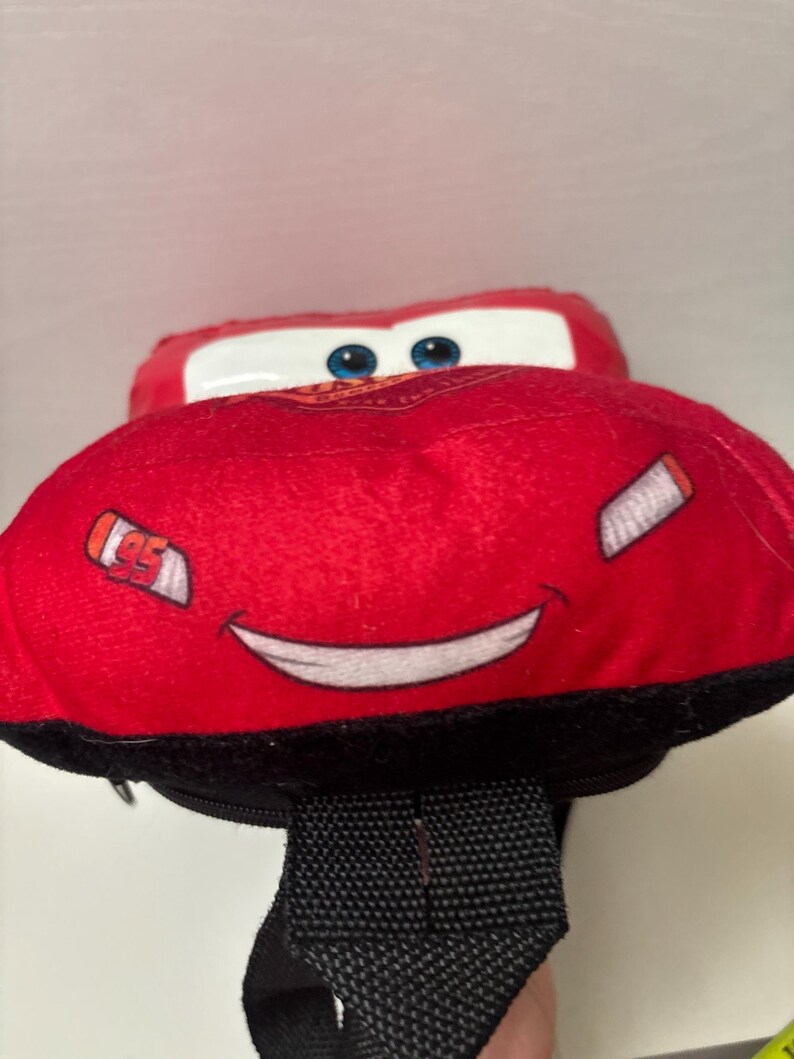 Disney Pixar Cars Lightning McQueen Plush Backpack 95 Rust-eze Kids Red Car Bag image 3