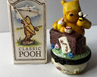 Vintage Classic Pooh Trinket Box Disney Cannon Falls Winnie the Pooh Nursery Decor Honey Bear Keepsake Box 2000s