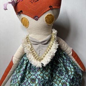 Muñeco de peluche de zorro de mejillas delicadas de Anthropologie, 48 cm, estilo artesanal, animal de peluche, juguete de decoración boho. imagen 3