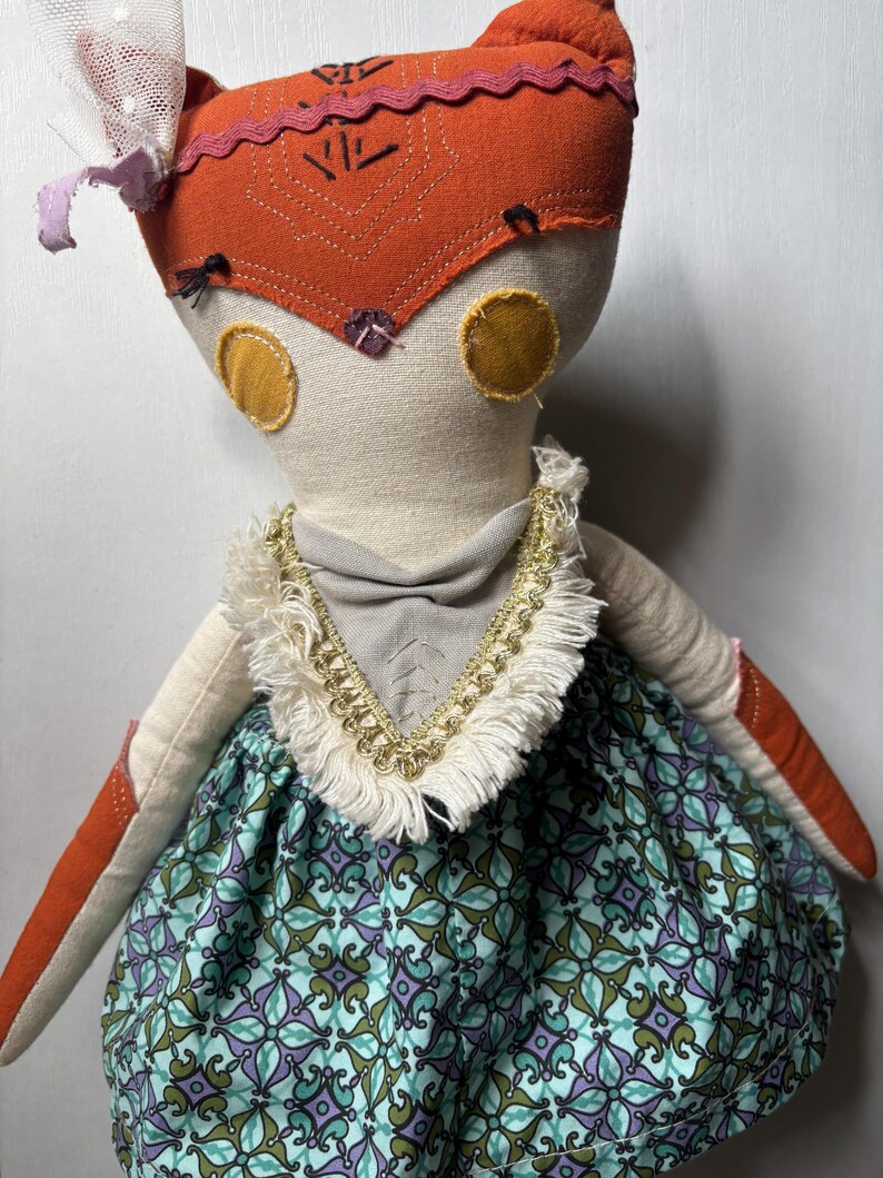 Muñeco de peluche de zorro de mejillas delicadas de Anthropologie, 48 cm, estilo artesanal, animal de peluche, juguete de decoración boho. imagen 3