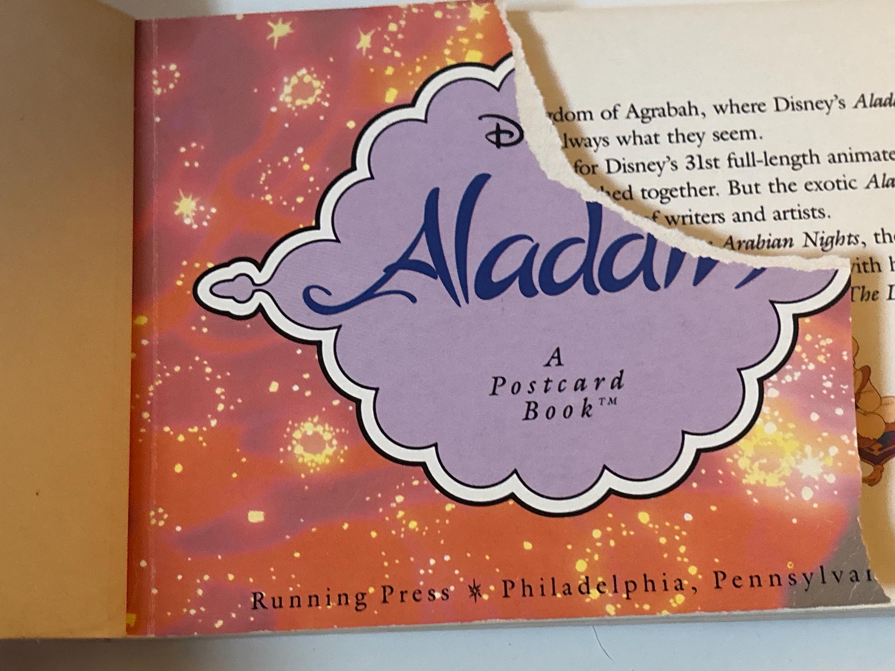 Vintage Disney Aladdin Postcard Book 1992 Running Press Jasmine Rajah ...