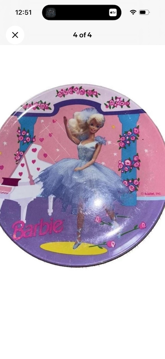 Vintage Barbie Plastic Plate ZAK Mattel Pink Ballerina 1990s Kids