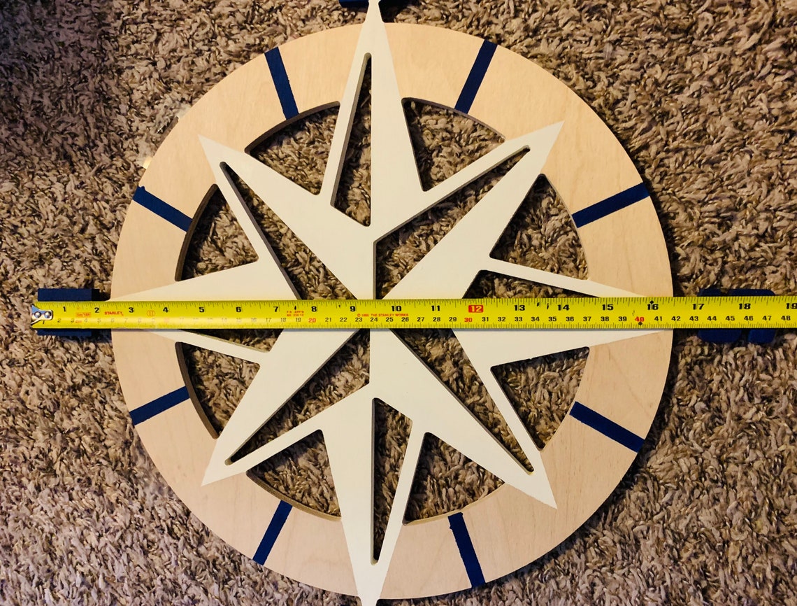 Hand Painted Wooden Compass Rose Nautical Wall/Door Art Etsy