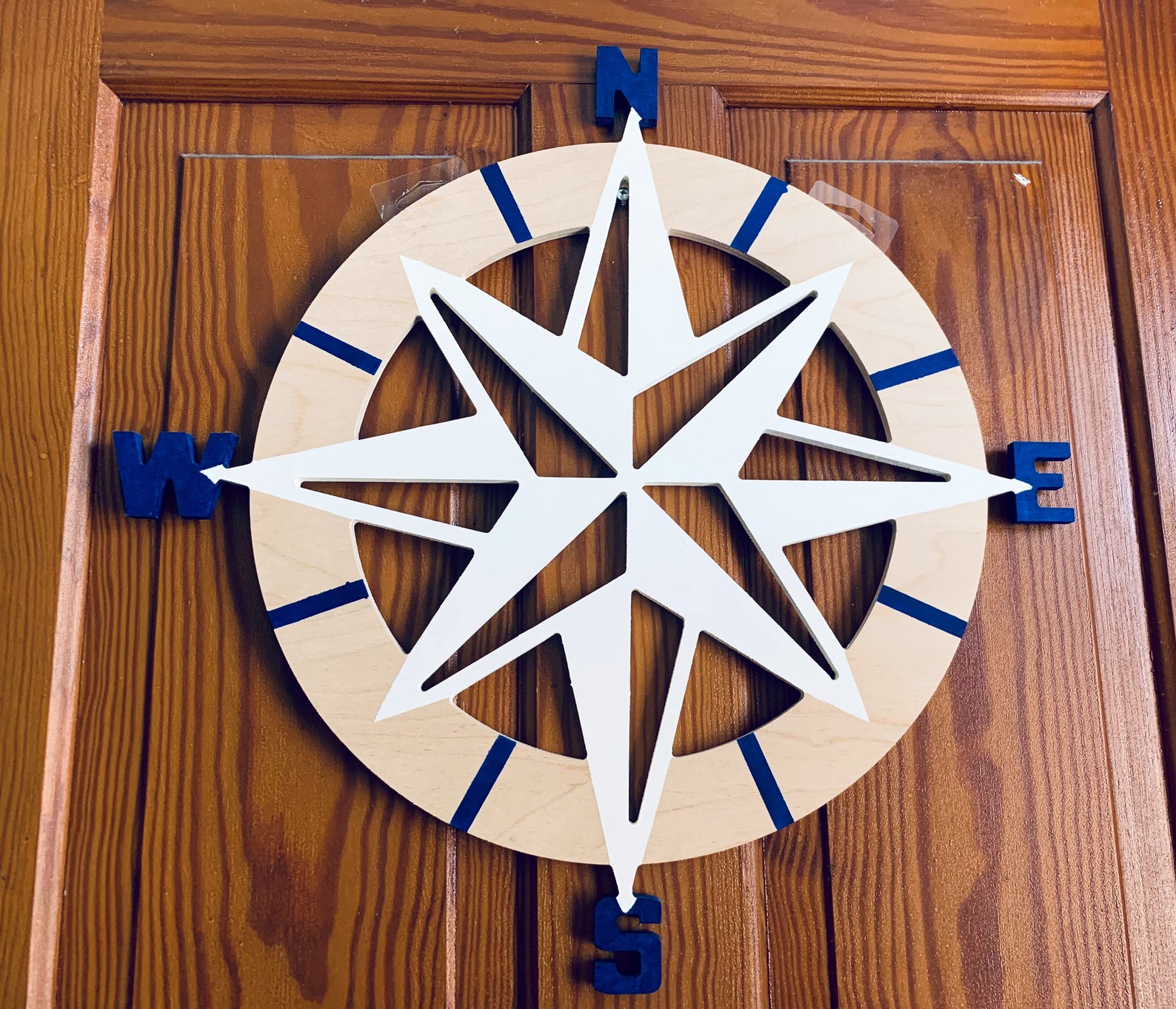 Hand Painted Wooden Compass Rose Nautical Wall/Door Art Etsy