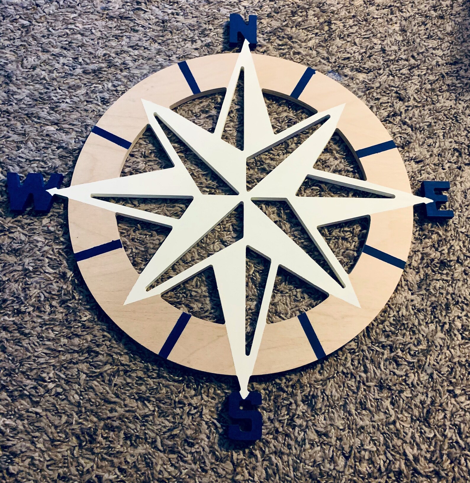 Hand Painted Wooden Compass Rose Nautical Wall/Door Art Etsy