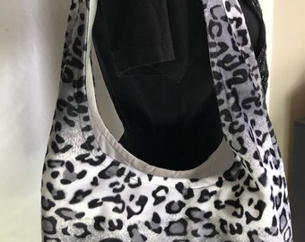 white leopard print bag