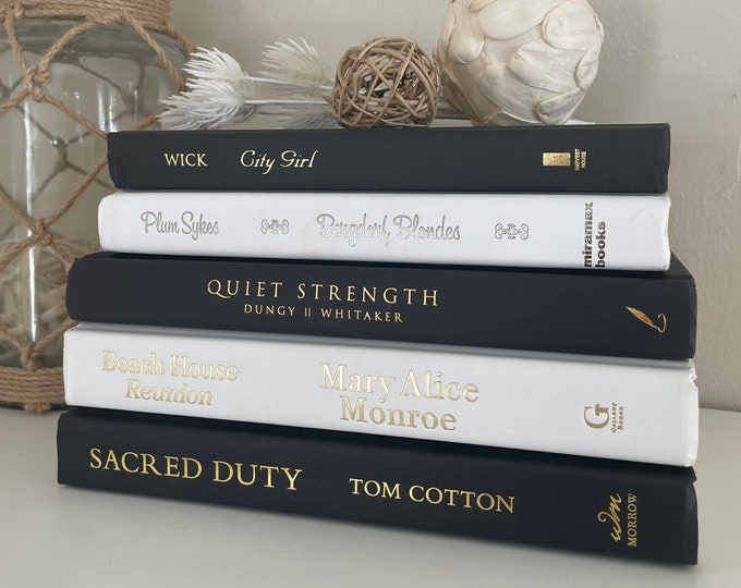 Black Book Stack White Book Bundle, Books by Color, Book Staging, Book