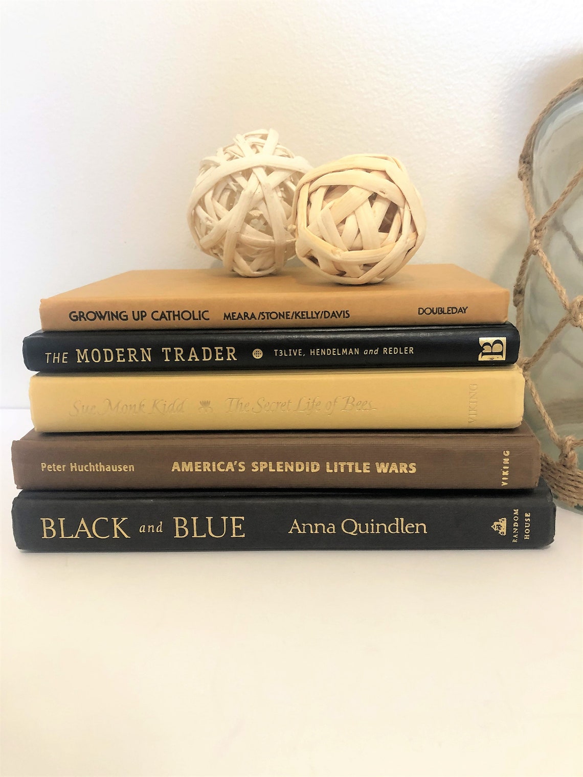 Vintage book display bookshelf decoration book stack decor Etsy