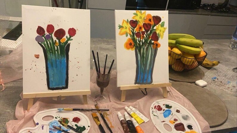 Sip and Paint Date Night Box - Valentines Art Kit With Mocktails and ...