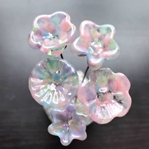 SPRING PASTELS glass flowers tiny small mini glass flowers on wire; handmade lampwork, jewelry, mixed media, gifts, bouquets, wedding decor