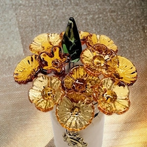 CITRINE GOLDEN Glass Flower headpins ~ tiny small mini glass flowers on wire - November Birthstone; individually handmade lampwork