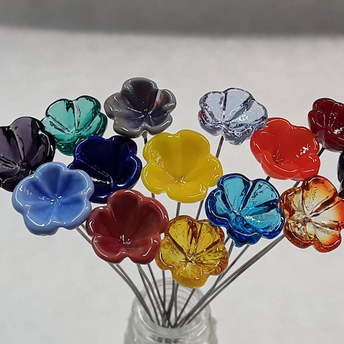Miniature Glass 5petal Flower Headpins Etsy