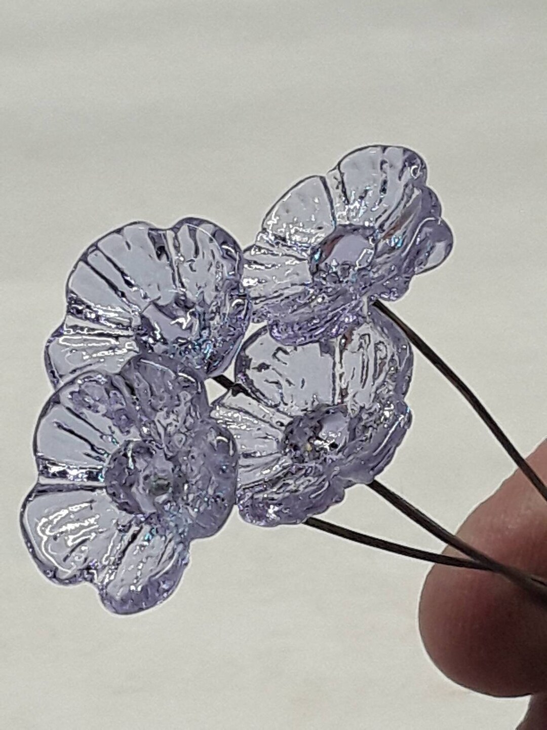 LIGHT LAVENDER Glass Flower Headpins june Birthstone Tiny Small Mini