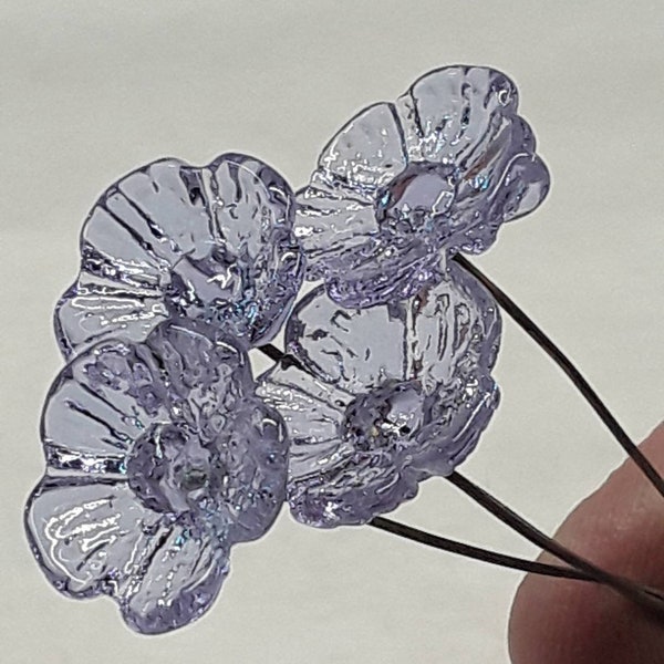 LIGHT LAVENDER glass flower headpins (June birthstone) ~ tiny small mini glass flowers on wire; individually handmade lampwork .5"