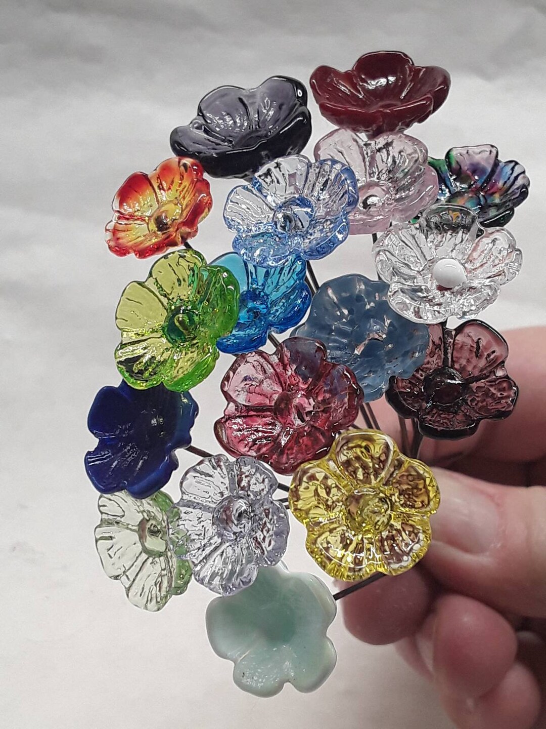Miniature Glass 5petal Flower Headpins Tiny Small Mini Glass Flowers