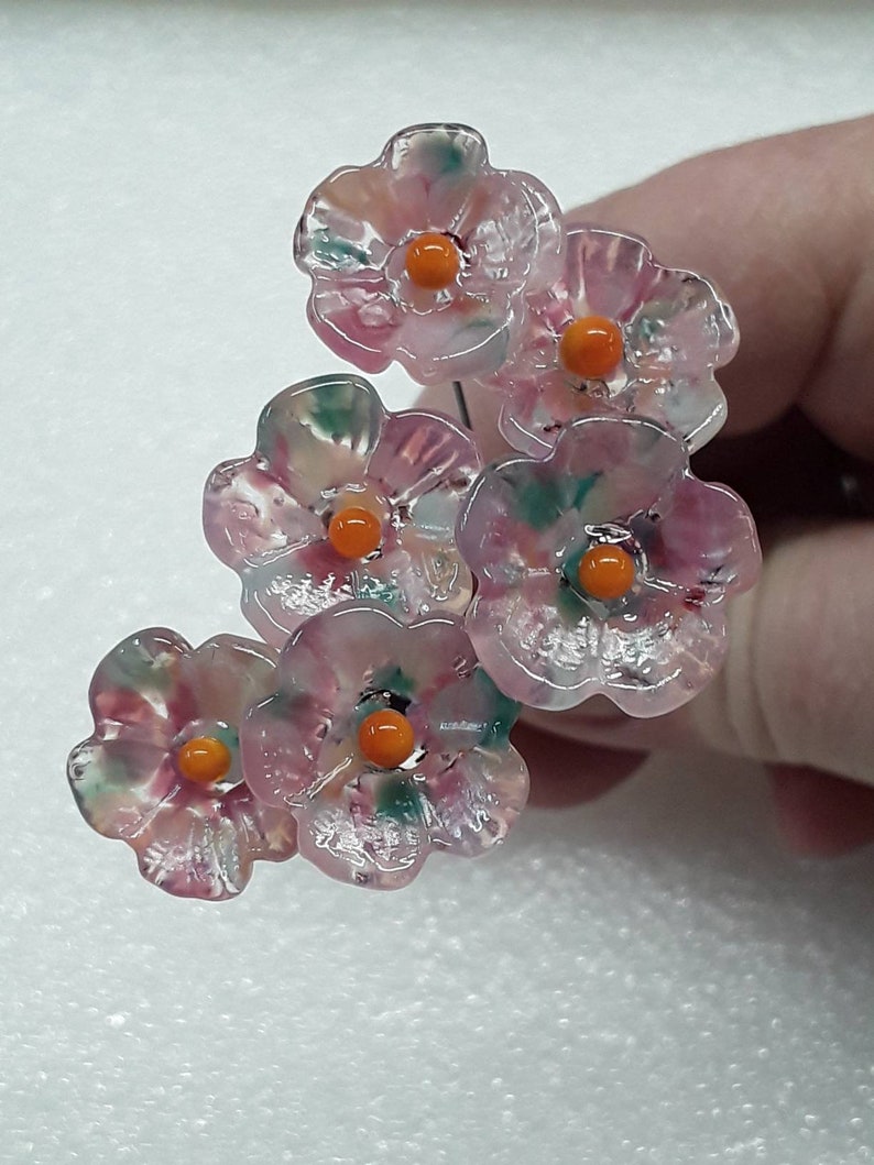Shebert Translucent 5petal Miniature Glass Flower Headpins Etsy