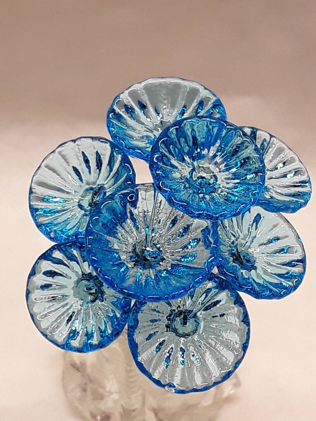 Aqua Coral Disk Glass Flower Headpins march Birthstone Tiny Small Mini